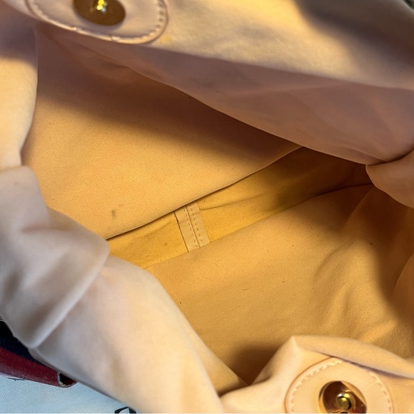 AH•DORNED Classic Vegan Leather Messenger Bag Pale Pink w/Striped Strap - Picture 9 of 10